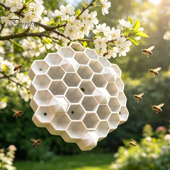 Realistic Wasp Nest Prop 3D Printed Red Hornet Decoy Nest, Weatherproof Physical Deterrent, for Porch Chemical-Free Hanging Fake Outdoor Eaves