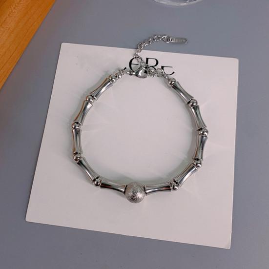 Unisex Bracelet Promotion Imply Joint Smooth Adjustable Extended Length Bamboo Bead Stainless Steel Lightweight