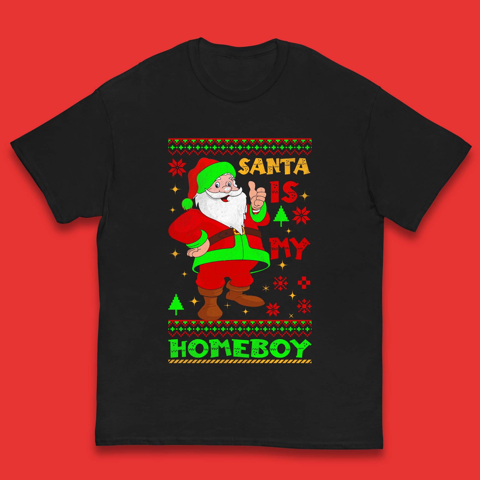 Santa Is My Homeboy Christmas Kids T-Shirt 120