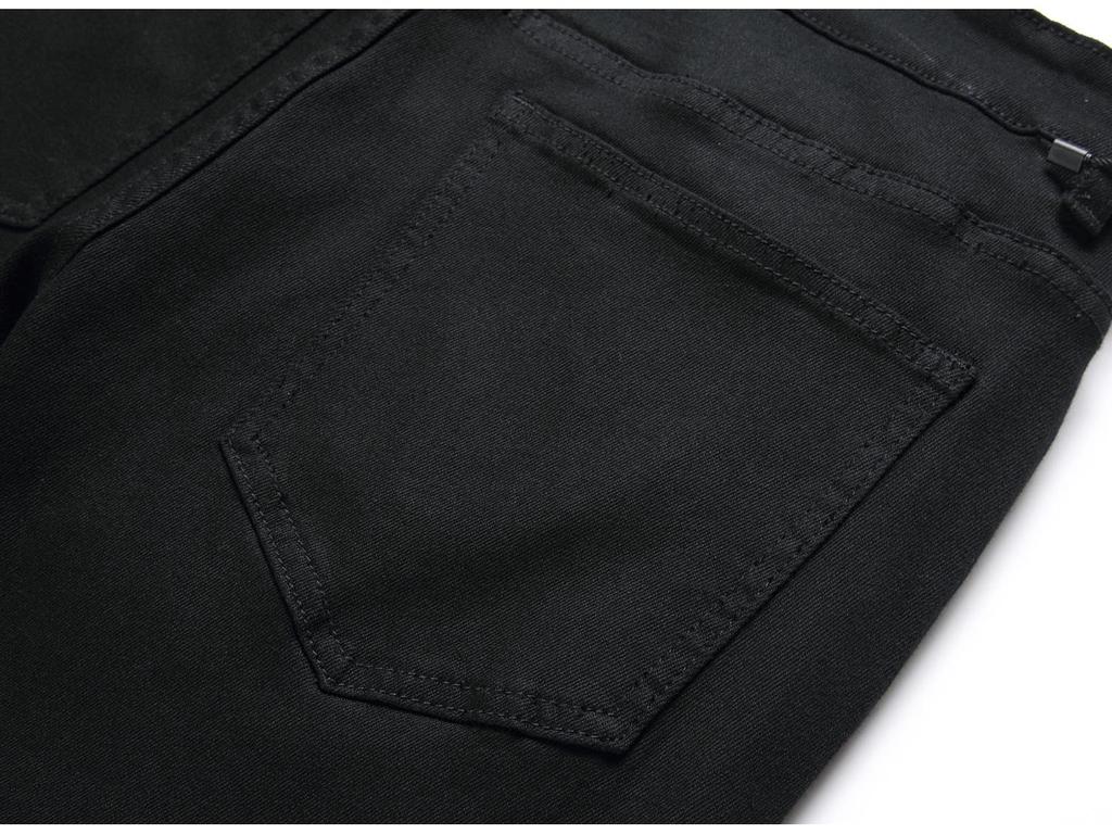 Autumn 2023 Men's Slim Fit Black Street Jeans - Trendy, Elastic Mid-Waist