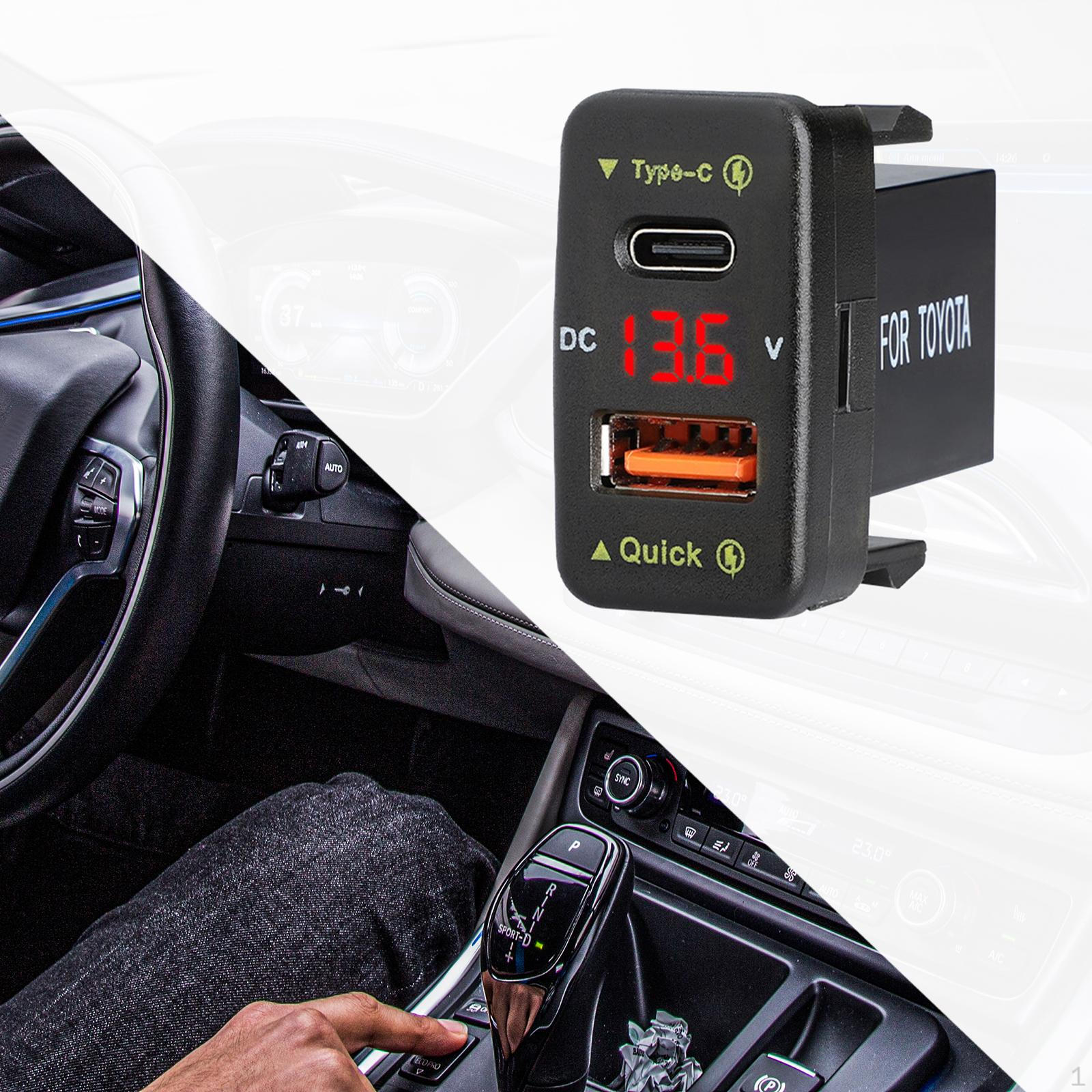 

Автомобильное зарядное устройство для быстрой зарядки телефона для Prius 2012-2019 гг. Red Light 40x22mm