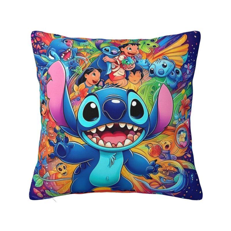 

Custom Lilo And Stitch Cartoon Pillow Covers Decor Home Kawaii Disney Anime Modern Cushion Cover Soft Pillowcase 12x12Inch