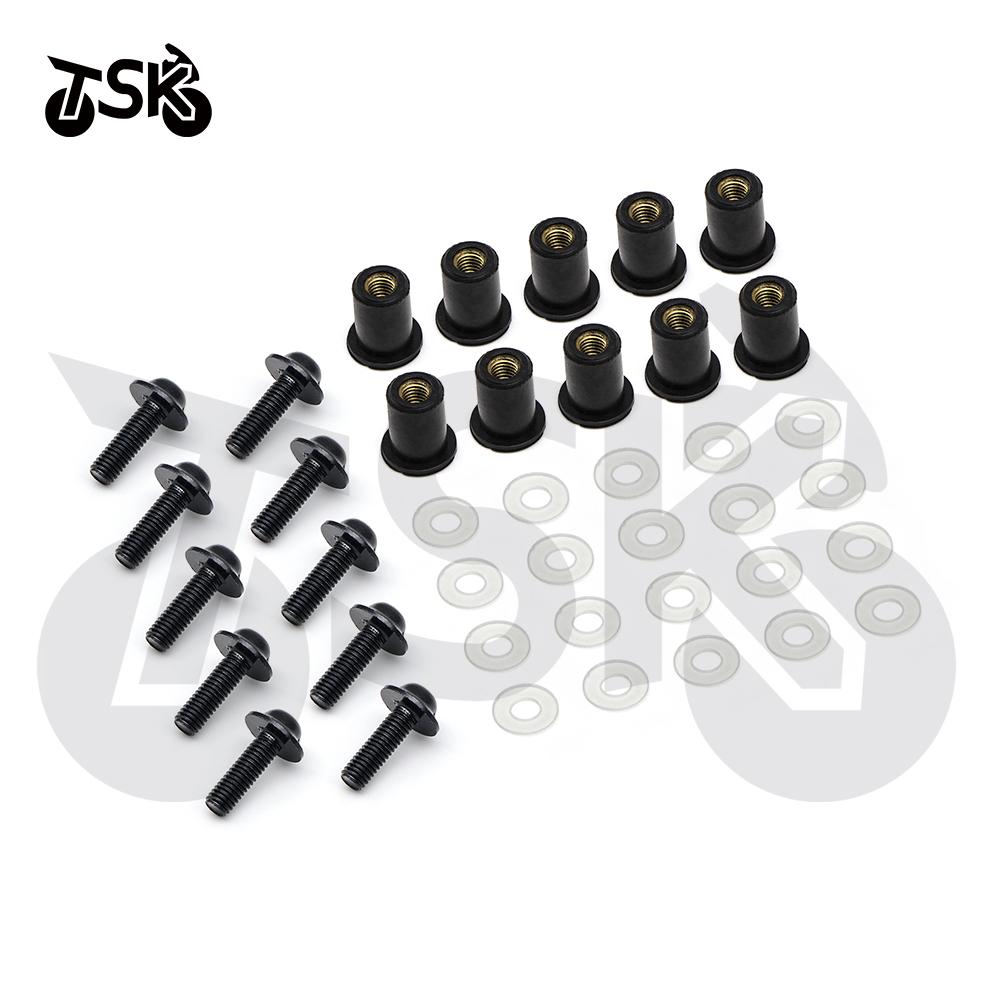 For YAMAHA YZF R1 R6 FZS 1000 YZF-R1 YZF R6 SUZUKI KAWASAKI BMW 10pcs Windshield Screw Nut Sets Windscreen Bolt Kit