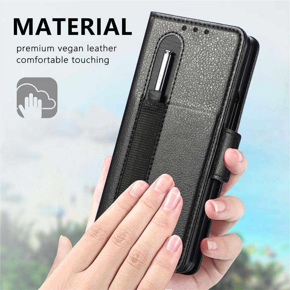 With Pen Holder Card Slot Wallet Leather Cover For Samsung Galaxy Z Fold 3 5G Case Shockproof Phone Cases Coque Fundas No Pen