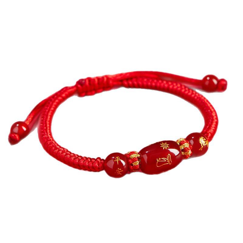 2026 Year of the Horse Zodiac Red Rope Bracelet - Women's/Men's Tai Sui Protective Charm for Horse, Rat, Ox, Rabbit Signs