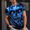 Summer Round Neck 3D Vintage Horror Skull Print Top Fashionable Casual Short Sleeved Men's T-shirts
