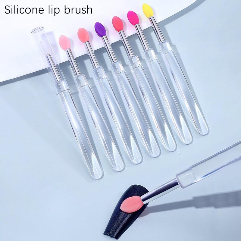 1Pcs Multifunctional Silicone Brush Applying Manicure Tool Reusable Lip Brush Nail Arts Silicone Applicator Sticks