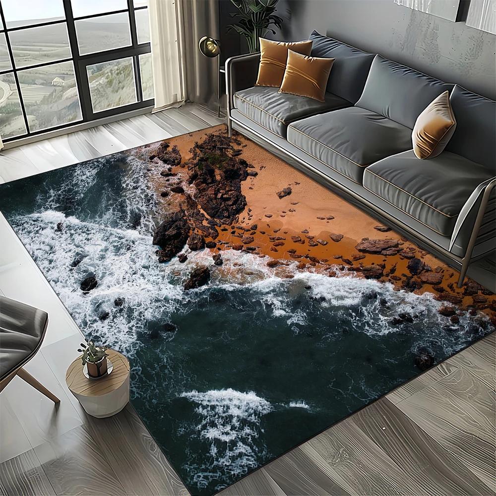 27 Style New Sea Water Beach Reef Nature Scenery Carpet Rug for Living Room Bedroom Home Sofa Decoration,Kids Non-slip Floor Mat