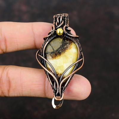Septarian Kupfer Anhänger Draht gewickelt Schmuck Edelstein Unikat Anhänger Designer Kupfer Schmuck Geschenk für Mutter Septarian Schmuck Geschenk für Mama