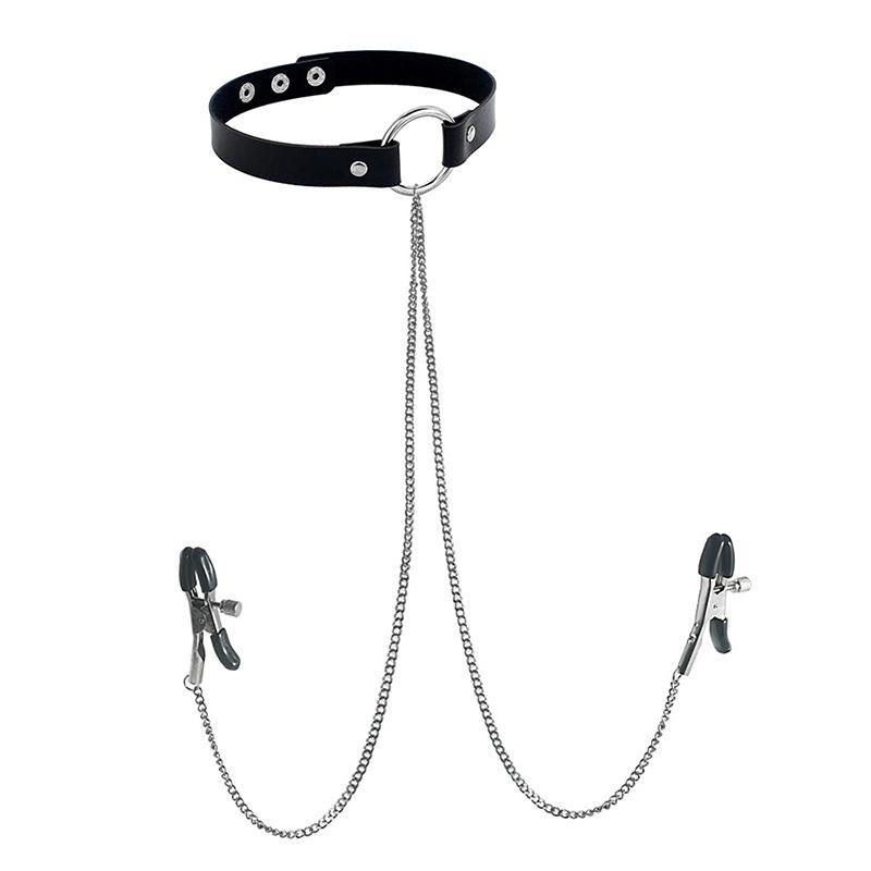 1Pc Nippel Ring Mit Choker Halskette Punk Stil Lange Kette Nippel Barbell Piercing Schmuck