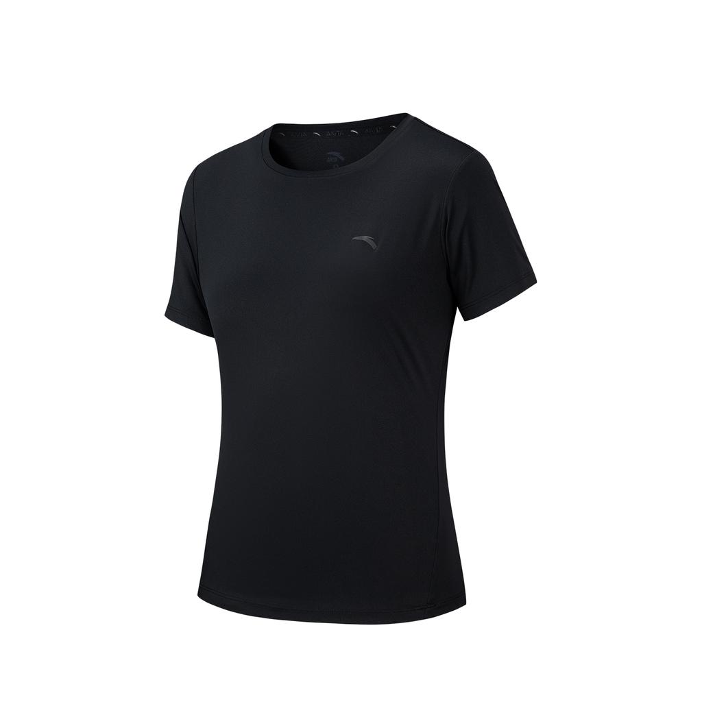 Anta Fitness Short Sleeve Knitted T-Shirt Women tops Basic-Black 962627125-2