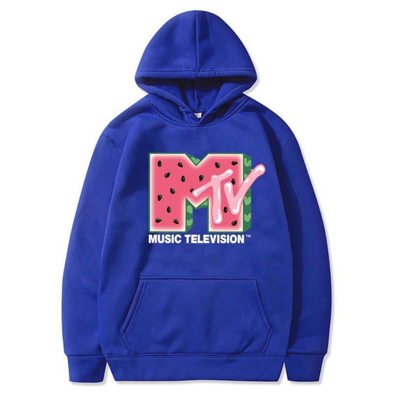 MTV Music Television Watermelon Potlač Mikiny s kapucňou Módna mikina Hip Hop Ležérne Unisex Jesenné Zimné Flísové Topy Sudaderas