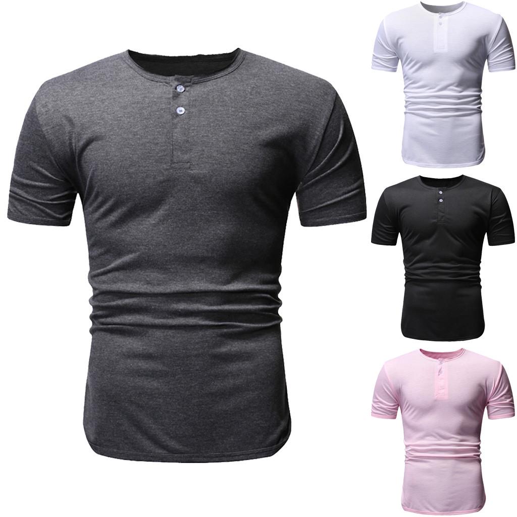 Buy New Men‘s Fashion Short Sleeve Henry Painting Large Size Casual Top