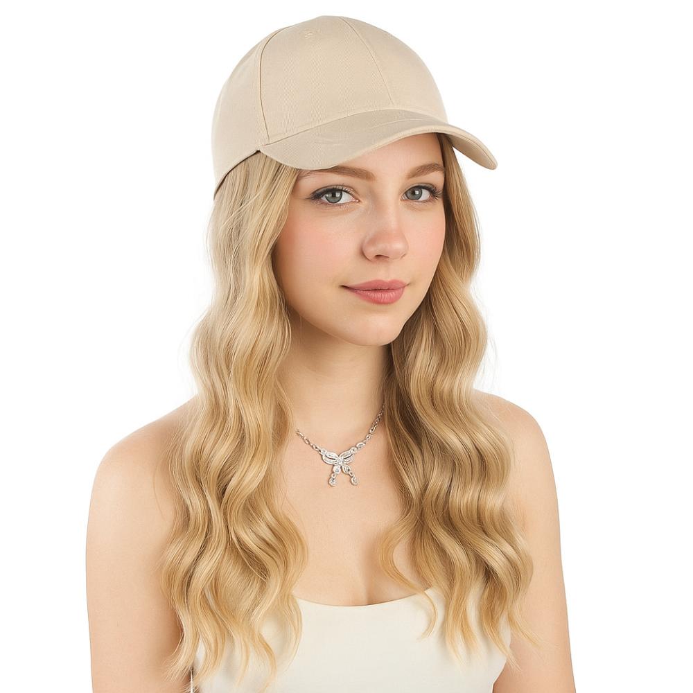 Adjustable Long Wavy Curly Hair All-in-One Design Baseball Cap Hair Extension  Summer