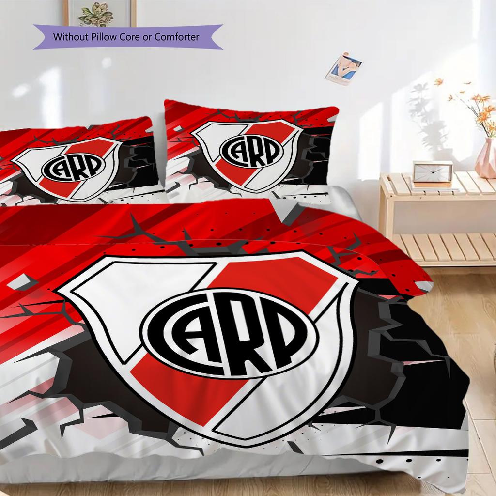 River Plate Logo Pattern Bedding Quilt Set Quilt Cover Pillowcase Home Decoration Birthday Gift (1 * Duvet Cover + 2 * Pillowcase, Without Core)
