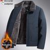 Woodpecker Men's Fleece-Lined Winter Jacket: Thick, Cotton-Padded, Cold-Proof Coat for Middle-Aged and Elderly.