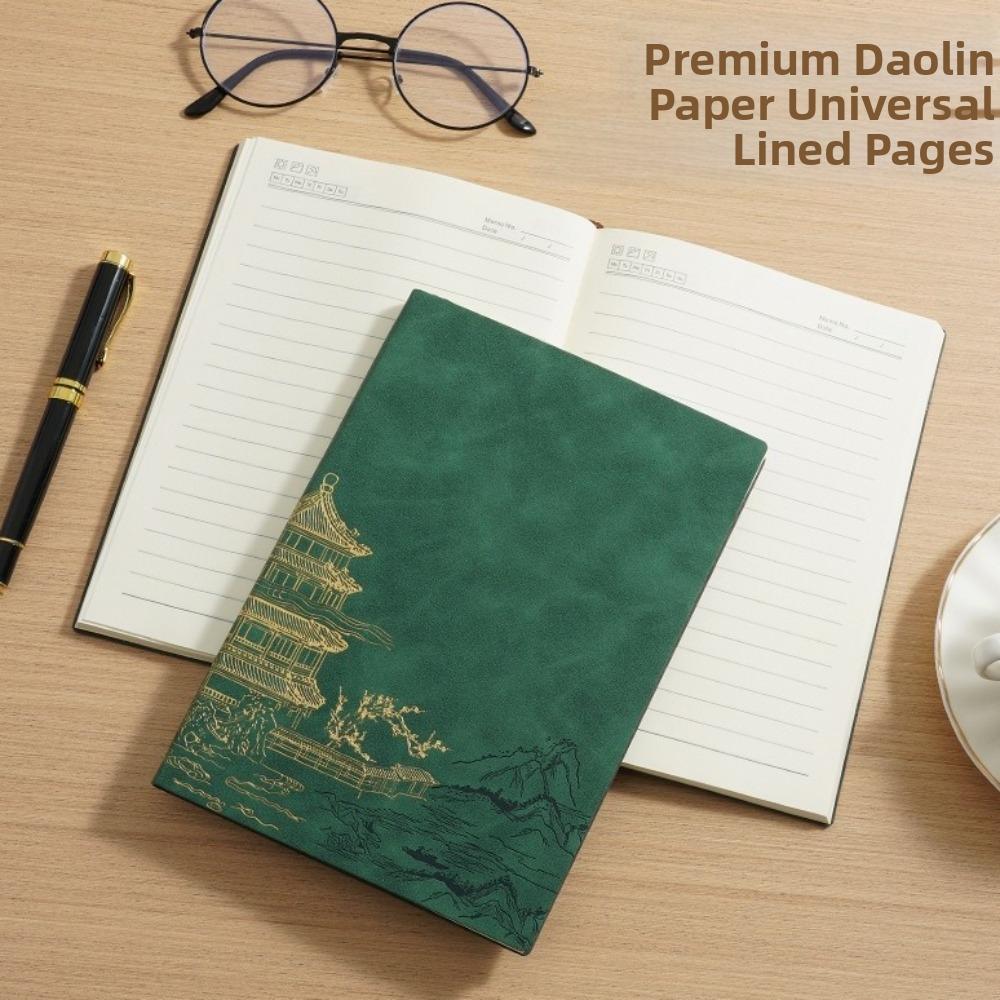 Chinese Style China-Chic Gold Stamping Notepad PU Cover Meeting Record Notebook  School