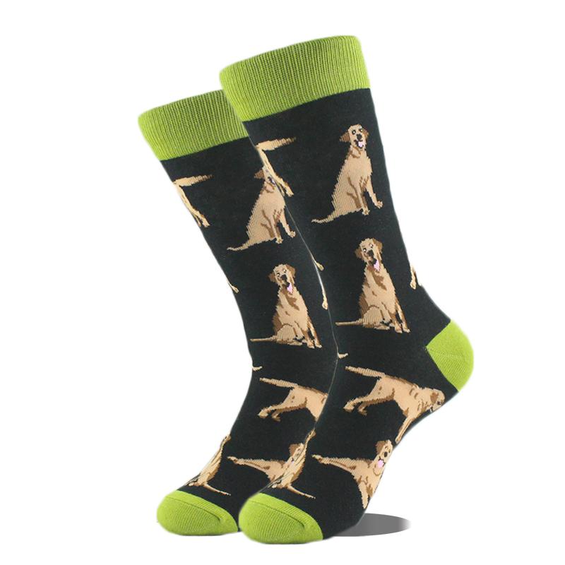 Cool Hip Hop Crew Socks Men Funny Animal Squirrel Shark Dinosaur Boxing Dog Fortune Cat Sokken Harajuku Divertidos Chaussette