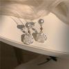 Small camellia stud earrings~ pearlescent white rose pearl earrings femininity early spring new ear clips trendy sweet cool