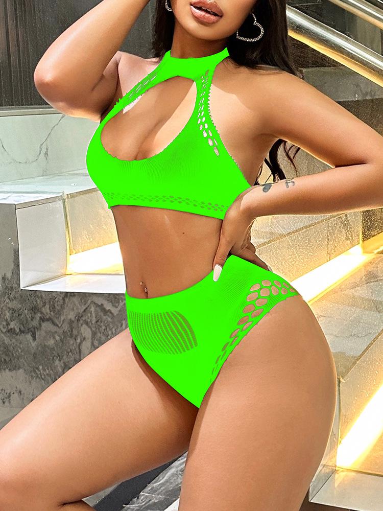 Elegant European & American Mesh Garter Fishnet See-through Bikini - Style K232.