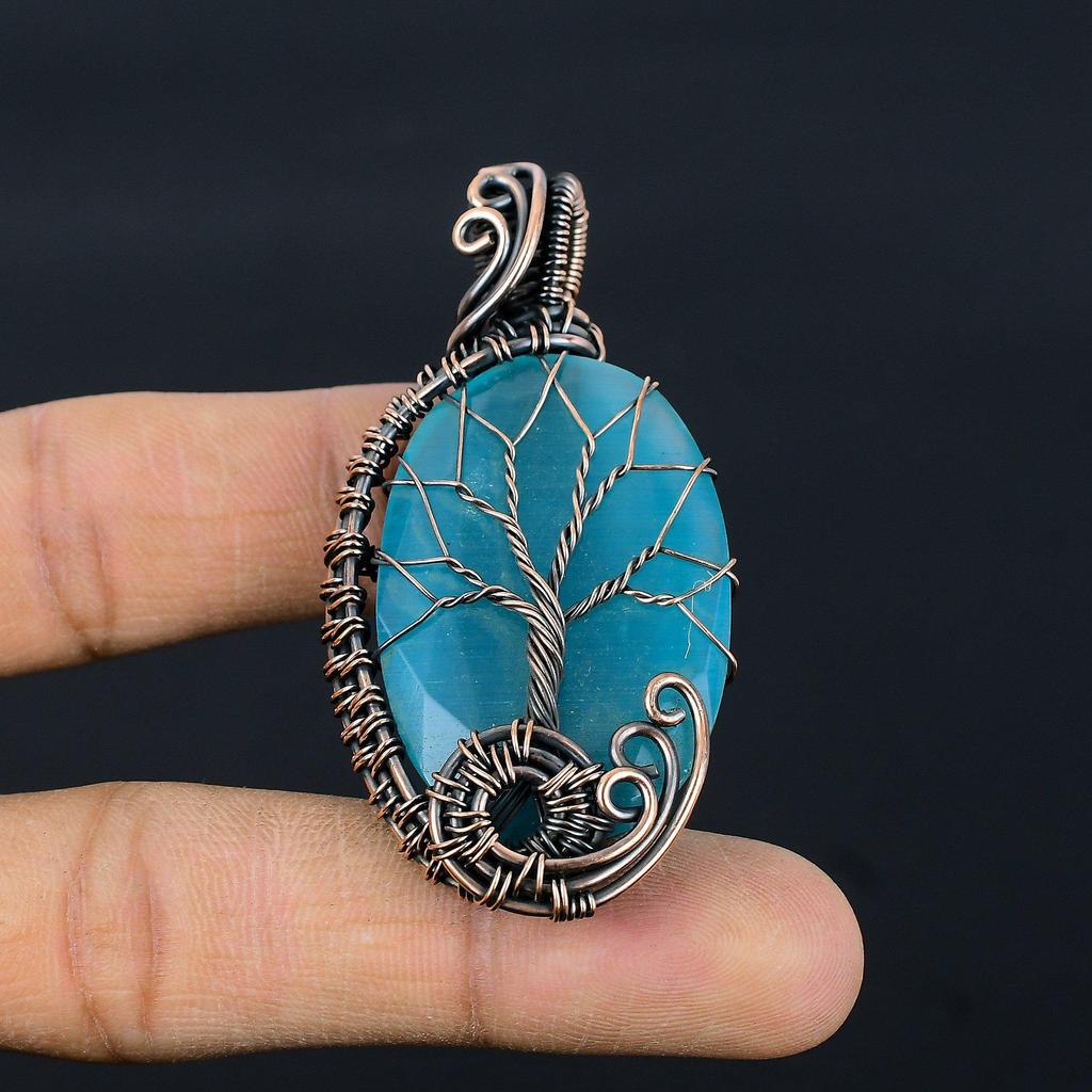 Tree Of  Life Monalisa Pendant, 999 Copper Wire Wrapped Pendant Handmade Gemstone Jewelry, Gifts For Wife Brand New Pendant