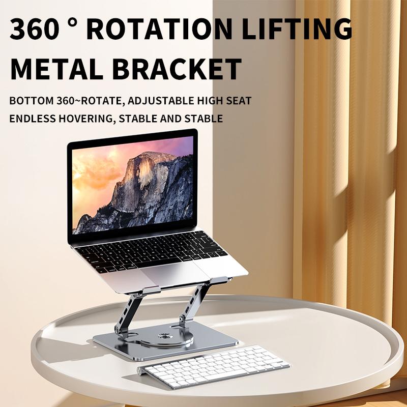 

YY-J29 Carbon Steel Foldable Laptop Bracket Heat Dissipation Rotatable Notebook Desktop Stand Grey
