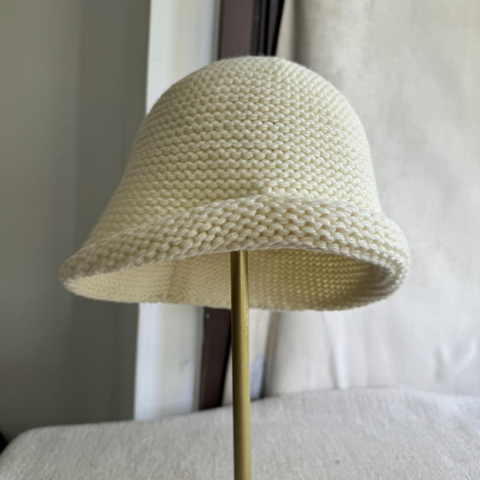 

Wool Knitted Rolled-edge Bucket Hat For Women, Winter Warm Fisherman Hat, Large Head Circumference Wool Basin Hat One Size