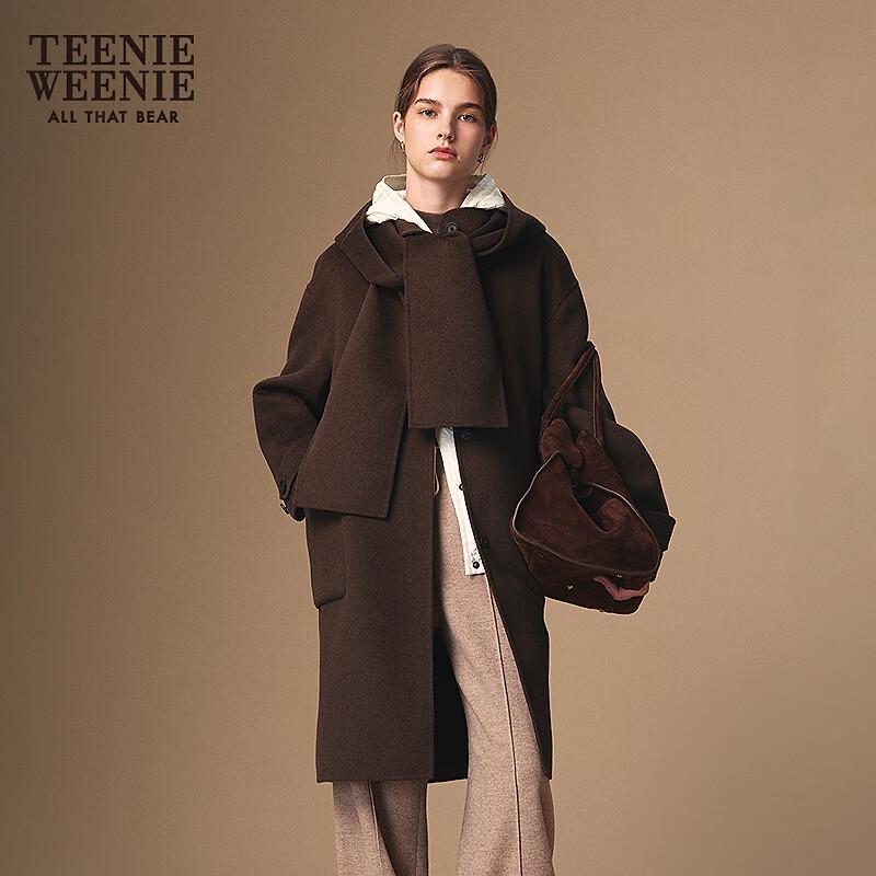 Teenie Weenie Women's Toggle Button Yak Wool Blend Double-Faced Coat