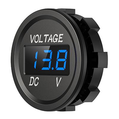 DC 12V-24V Display Round Voltage Meter Gauge Waterproof Digital Round Panel Volt Gauge for Car Motorcycle Truck Boat Marine