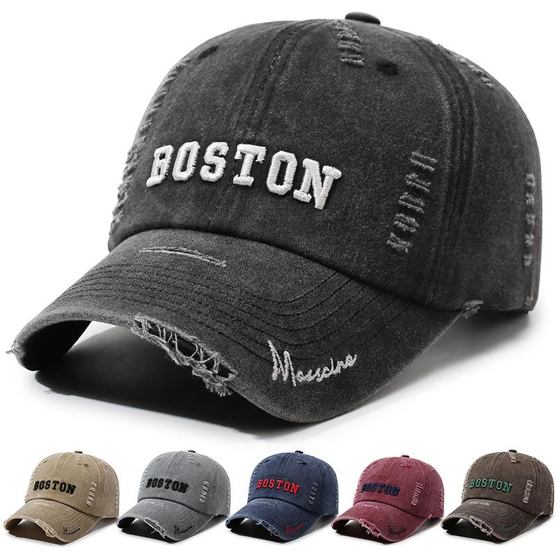 Washed denim cap children's big head circumference outdoor summer wide brim showing face small and old gray baseball cap men's