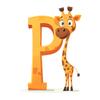 Plakat Wesoła Żyrafa Z Literą P Plakat Wesoła Żyrafa Z Literą P, 50X70 Cm, Bez Ramy, Płótno Premium Na Blejtramie