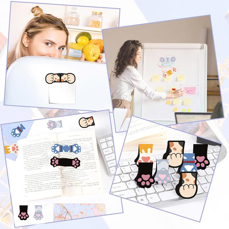 5Pcs Cute Cartoon Cat Claw Cloud Magnetic Bookmarks Creative Foldable Magnet Book Pages Holder Student Stationery Teacher Gifts