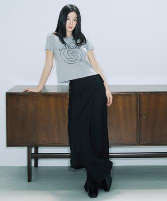 Nigaennikol Wrinkle Layered Wrap Skirt Pants_Black