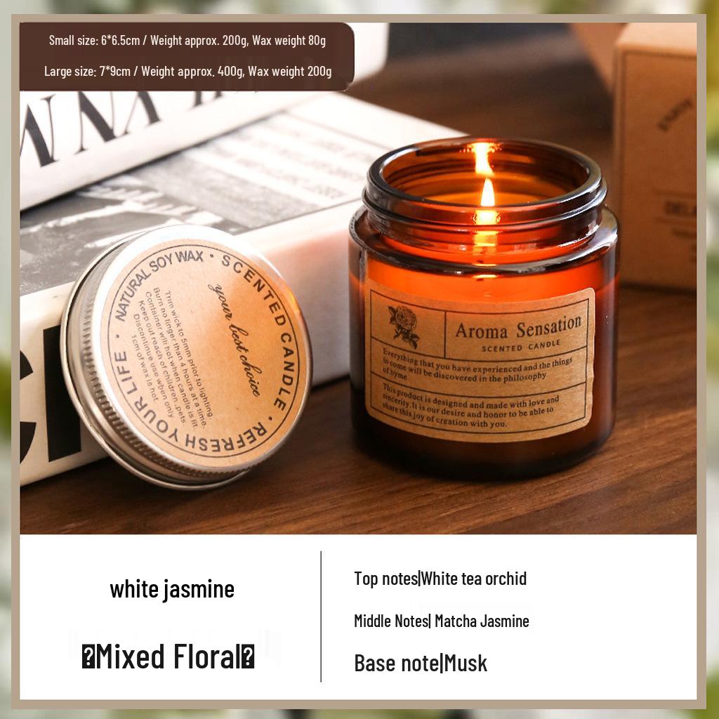 Smokeless Amber Glass Candle: Little Brown Bottle Fragrance Home Ornament