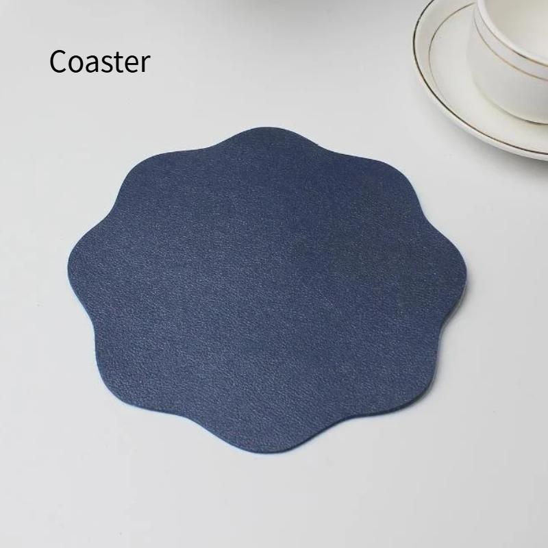 1Pcs Waterproof Non-Slip Kitchen Tableware Pad Flower Shaped Leather Placemats Heat-Resistant Place Mats Christmas Decor