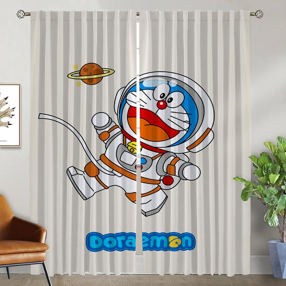 Zasłony do salonu Zasłona do pokoju 2 panele Doraemones Rolety Dekoracja na Halloween Przegroda Zasłony do wnętrza domu Kamera