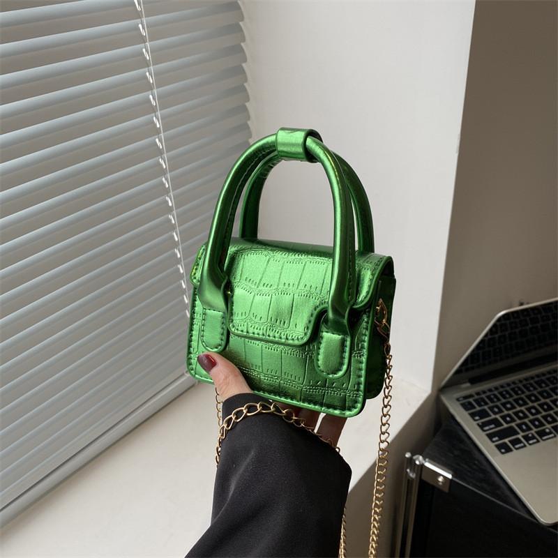 Chic Glossy Mini Crossbody Bag For Women Pu Leather With Stitching Elements