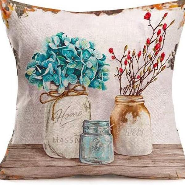 American Retro Printed Linen Pillowcase Living Room Sofa Office Pillow Car Cushion Cover