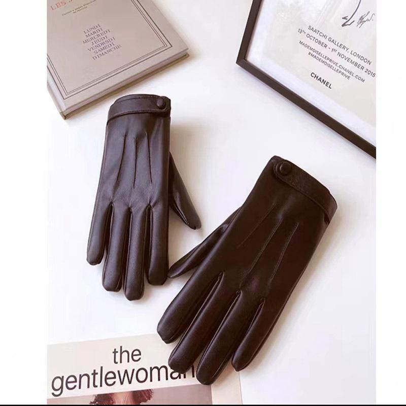 

Leather Gloves In Autumn and Winter Plus Velvet To Keep Warm Korean Cute Imitation Sheepskin Pattern Driving Short Touch Screen Anti Skid Riding.