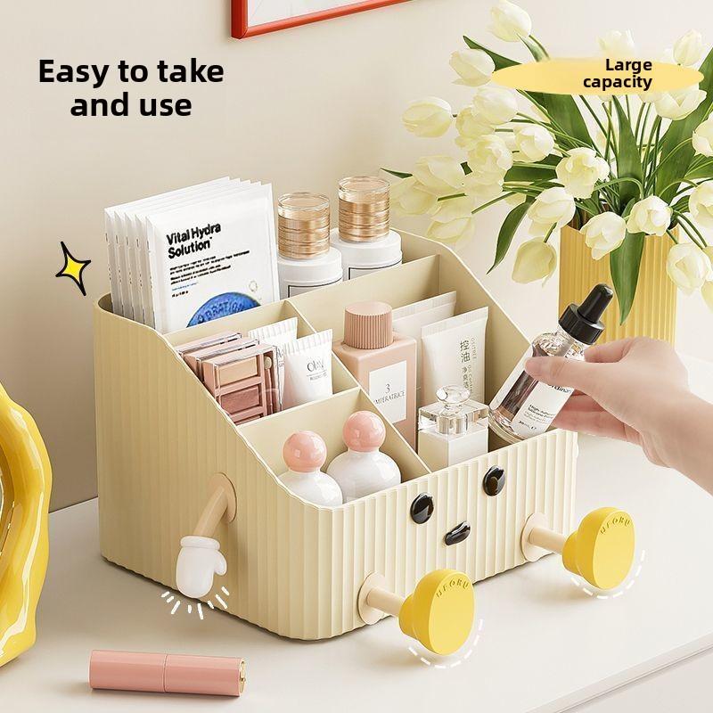 Cosmetics Storage Box, Dormitory Vanity Table, Desktop, Skincare Products, Lipstick Organizer, Large Capacity Compartmentalized Shelf