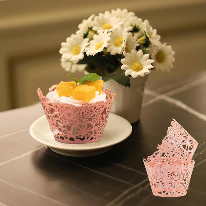YOMDID 30pcs Cakes DIY Lace Paper Cup Decoration Hollowed Out Flower Clusters Paper Cup Edge Birthday Wedding Baking Accessories