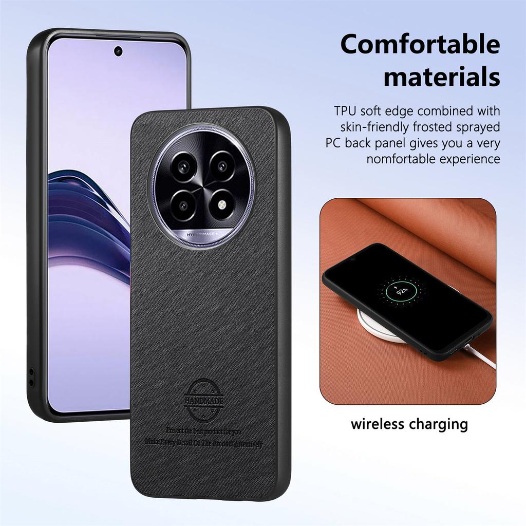 For Realme 13 Pro+ 5G (Global)/Realme 13 Pro 5G (China) Leather Phone Back Cover with Cloth Texture