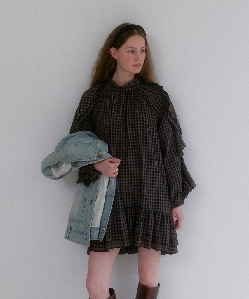 Epinggeulleo Ruffle Dress - Oreo Check