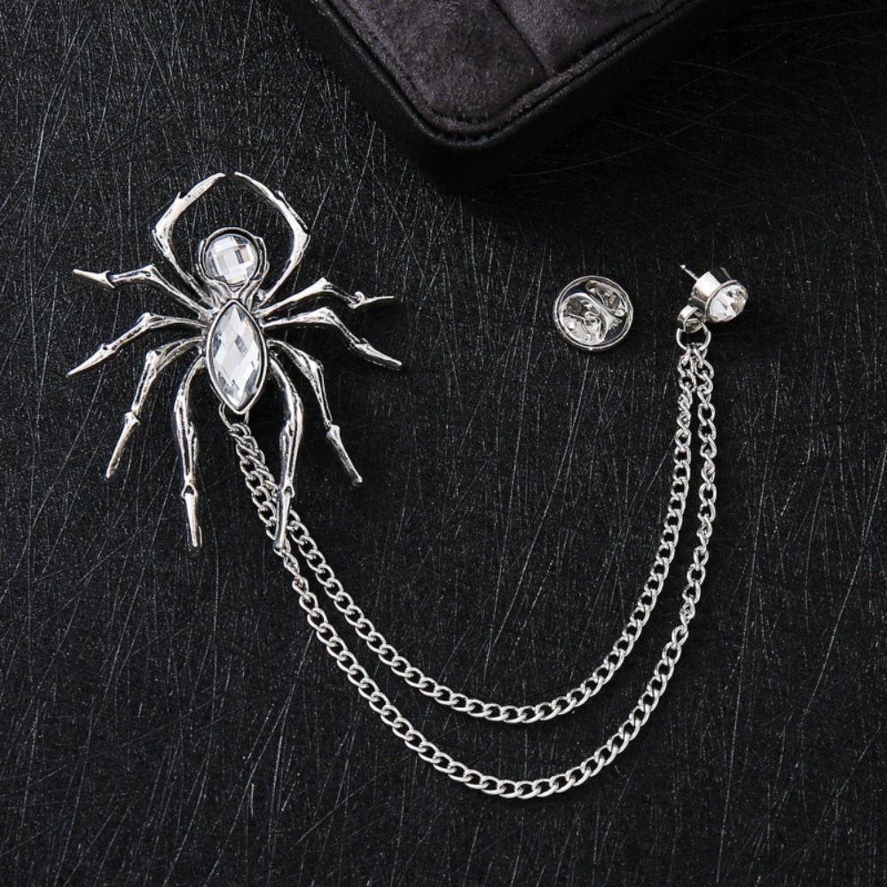 Fashion Versatile Spider Brooch Exaggerated Design Zircon Brooches  Shirt Collar