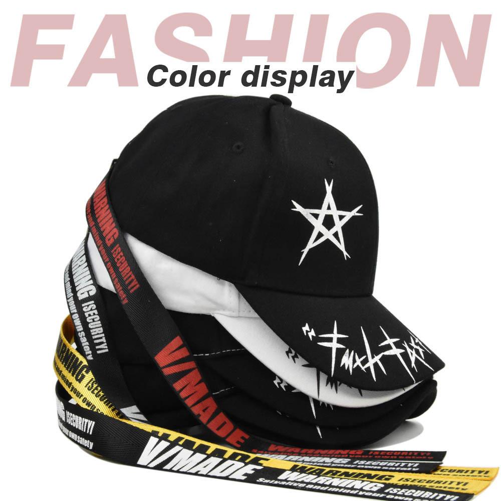 Five Cap Baseball Pointed Star Letters Printed Graffiti Long Strap Duckbill Cap