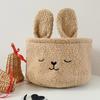 Soft Plush Sundries Storage Baskets Multi-Purpose Rabbit Ears Organizer Bag Cute Embroidery Toys Storage