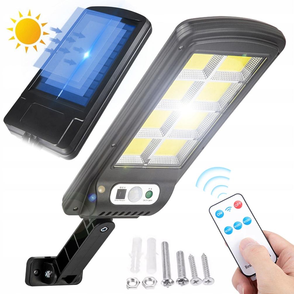Solar lamp 160 led cob garden motion sensor 3 modes remote control ip65 halogen