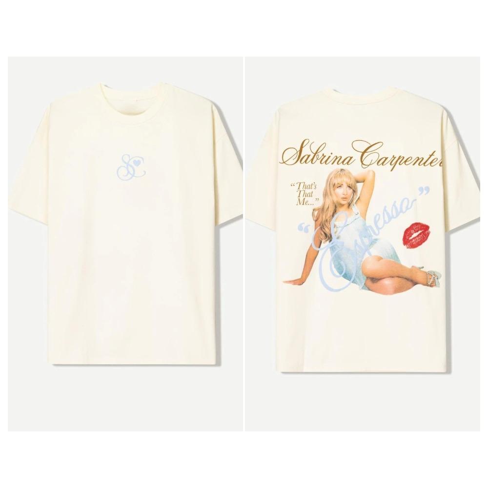 

Sabrina Carpenter Espresso Винтажная Оверсайз Футболка | Унисекс Поп-Музыка Уличная Одежда Удобная Футболка 4XL