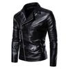 Men’s Jackets Faux Leather Lapel Long Sleeves Zipper Slim Fit Retro Motorcycle Jacket Autumn Winter PU Bomber Tops Holiday Casual Outer Wear