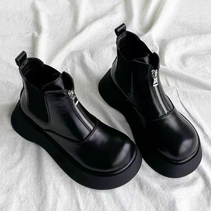 Fashion Woman Retro Chelsea Short Boots British Style 2025 Autumn Ankle Boots Platform Zipper Outdoor Anti Slip Women's Ankle Boots